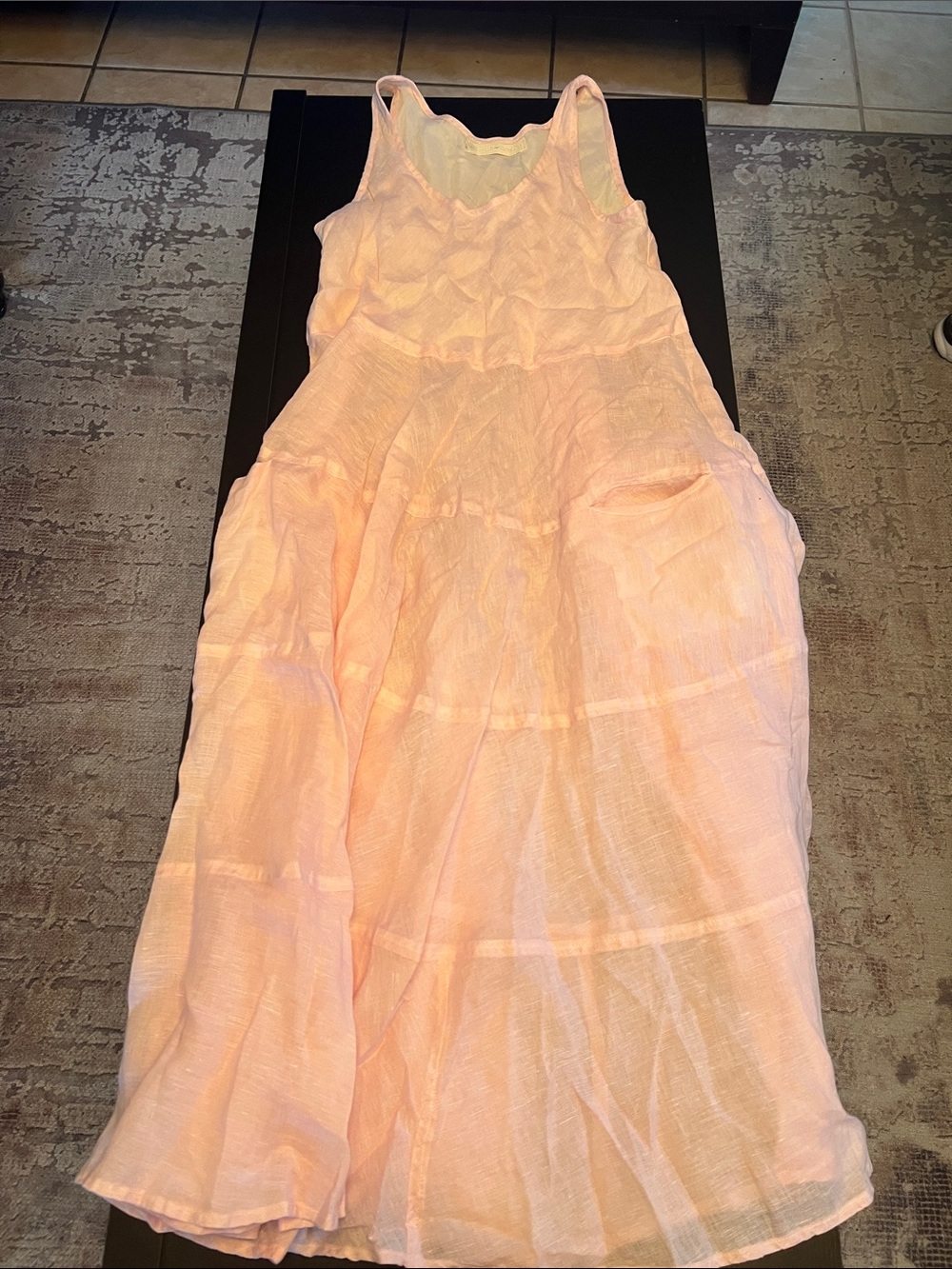 J. Crew Light Peach Sleeveless Tiered Maxi Dress